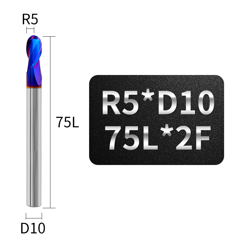 10mm Top Burun HRC65 Nano Kaplama Tungsten Karbür Freze Kesici